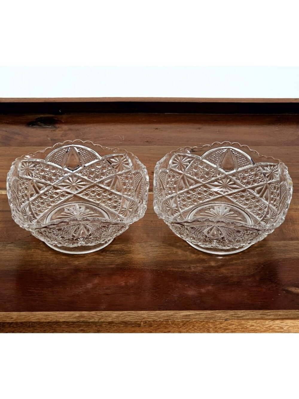 2 Bryce Twin Teardrops Square Bowls 4.5" EAPG antique serve dish trinket nuts